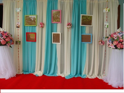 บริการให้เช่า backdrop ฉากผ้า/ซุ้มดอกไม้ประดิษฐ์งานแต่งขนาด กว้าง 3 X สูง 2.20 M. สามารถเลือกสีได้ รูปที่ 5