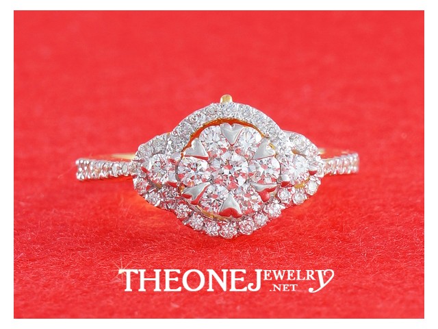 แหวนเพชรแท้ เพชรเบลเยี่ยมคัท แหวนแต่งงาน แหวนหมั้น 0.57 กะรัต รูปที่ 1