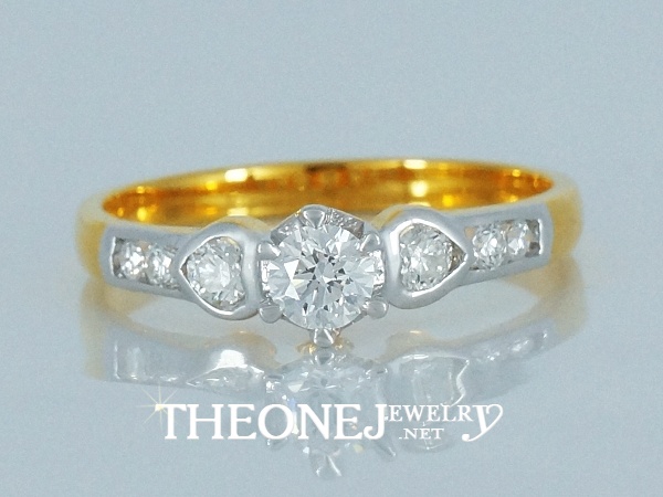 แหวนเพชรเบลเยี่ยมคัท เพชรแท้สไตล์แหวนแต่งงาน แหวนหมั้น เพชรรวม 0.40 กะรัต Color 97 รูปที่ 1