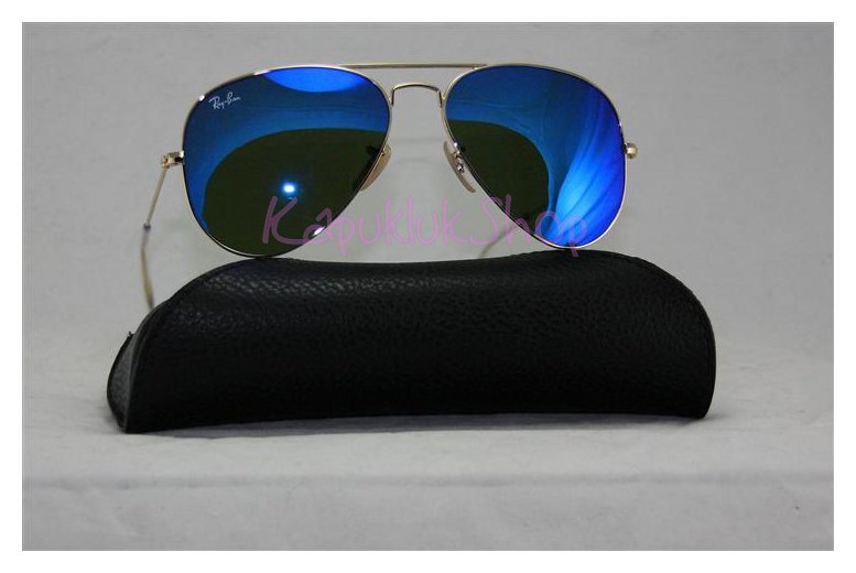 RayBan Aviator 3025 กรอบทอง เลนส์ปรอทฟ้า รูปที่ 4