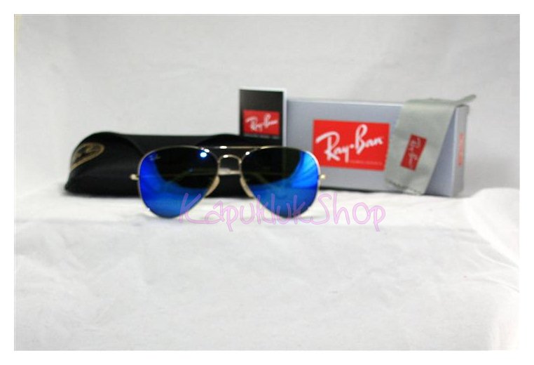 RayBan Aviator 3025 กรอบทอง เลนส์ปรอทฟ้า รูปที่ 2
