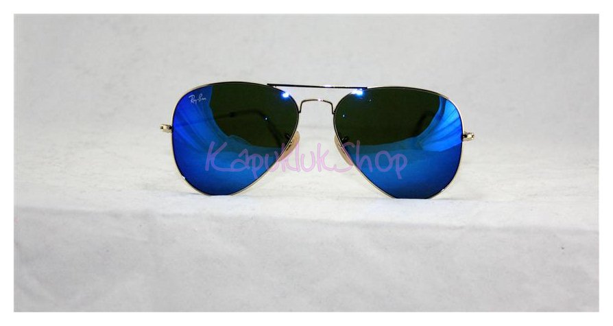 RayBan Aviator 3025 กรอบทอง เลนส์ปรอทฟ้า รูปที่ 5