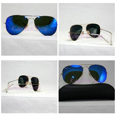 RayBan Aviator 3025 กรอบทอง เลนส์ปรอทฟ้า รูปที่ 7
