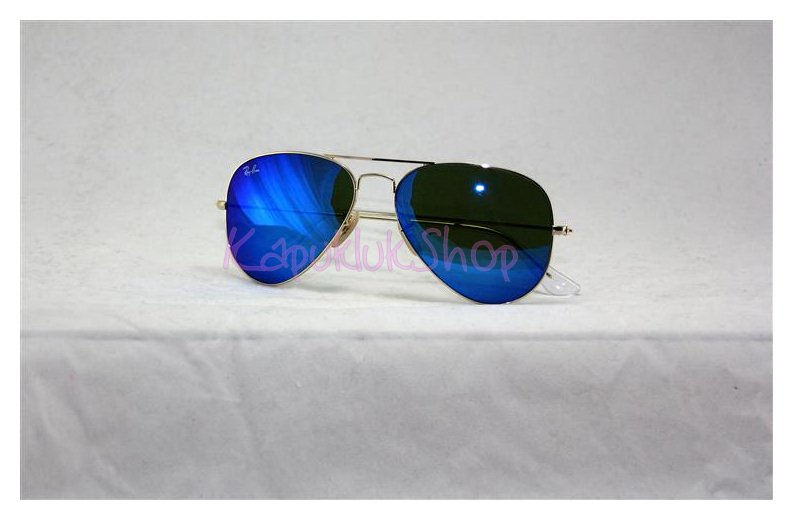 RayBan Aviator 3025 กรอบทอง เลนส์ปรอทฟ้า รูปที่ 6