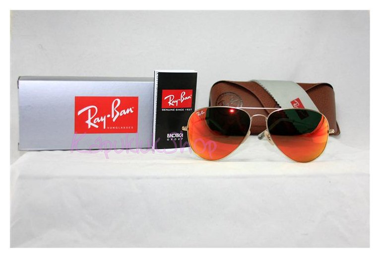 RayBan Aviator 3025 กรอบทอง เลนส์ปรอทส้มทอง รูปที่ 2