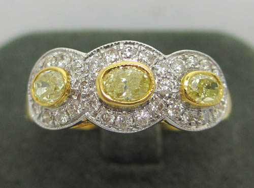 แหวน เพชร Yellow Diamond 3 เม็ด 0.45 กะรัต นน.2.35 g รูปที่ 1