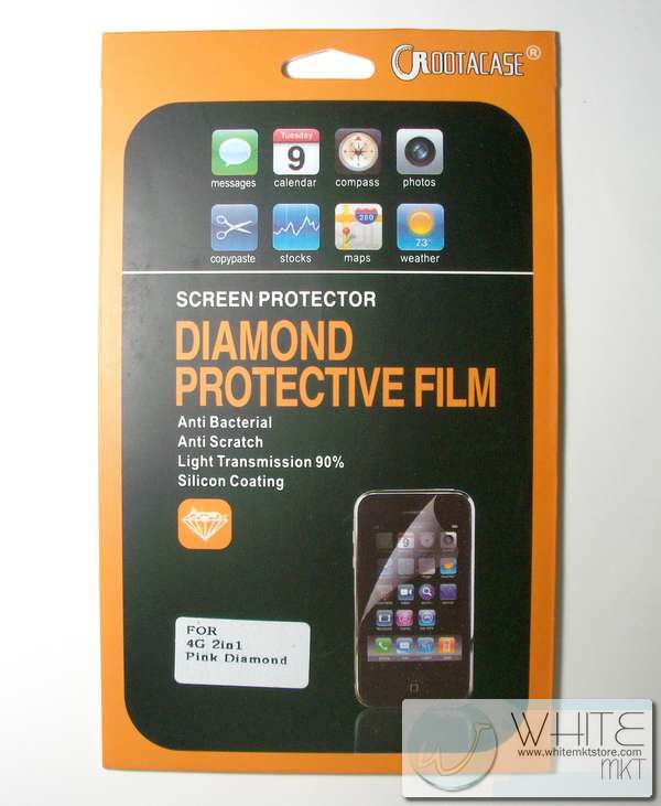 ฟิล์มกันรอย แบบกากเพชร (Diamond) สีชมพู For iPhone4, iPhone4S รูปที่ 1