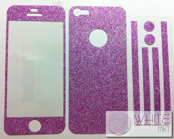 ฟิล์มกันรอยแฟชั่น รอบเครื่อง กากเพชรสีชมพู for iPhone4S/4S (MSP042) รูปที่ 1