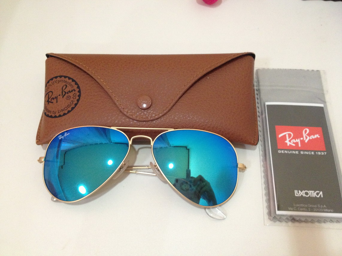 จำหน่ายแว่นRayban Aviator 3025 เลนส์ปรอท ของแท้100%นำเข้าจาก USA สีฟ้า เขียว และ แดง ขนาด 58mm สินค้าพร้อมส่งทันที รูปที่ 1