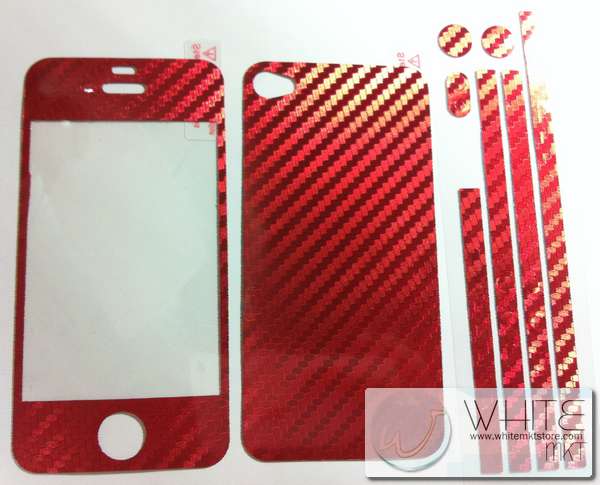 ฟิล์มกันรอยแฟชั่น รอบเครื่อง Kevlar Flim สีแดง for iPhone4S/4S (MSP049) รูปที่ 1