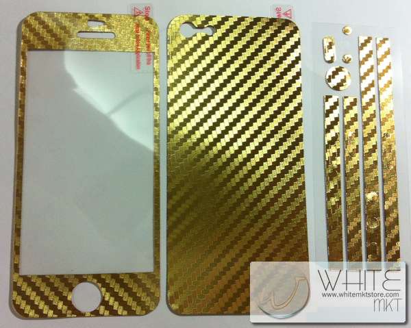 ฟิล์มกันรอยแฟชั่น รอบเครื่อง Kevlar Flim สีทอง for iPhone4S/4S (MSP046) รูปที่ 1