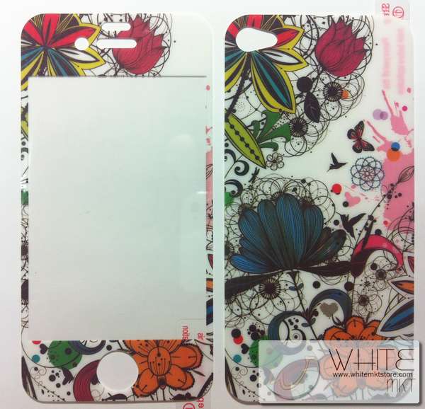 ฟิล์มกันรอย แฟชั่น ลายกราฟฟิก แฟนชี ลายดอกไม้ ผีเสื้อ นก for iPhone4S/4S (MSP056) รูปที่ 1