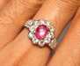 รูปย่อ แหวน ทับทิมพม่าสีชมพูหวาน มีstar ล้อมเพชรขาววิ้งวิ้ง งานสวยมาก นน. 3.36 g รูปที่5