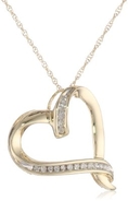 SALE & SAVE 10k Yellow Gold Diamond Abstract Heart Pendant Necklace (1/20 cttw, I-J Color, I2-I3 Clarity), 18