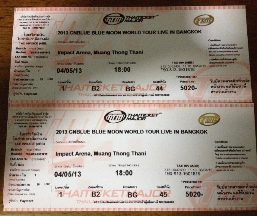 ขายบัตรคอนเสิร์ต cnblue bluemoon 2013 รูปที่ 1