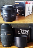 ขายเลนส์ Sigma 70-300 Apo DG Macro for Canon ราคา 4,000 บาท Canon EF 50mm F1.8 II ขาย 2,100- ทั้งสองตัว สภาพดี ไม่ค่อยได้ใช้ ประกันร้านหมดแล้ว