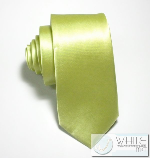 เนคไท ผ้ามันผิวเรียบ สีเขียวตองอ่อน หน้ากว้าง 2 นิ้ว (NT051) by WhiteMKT รูปที่ 1