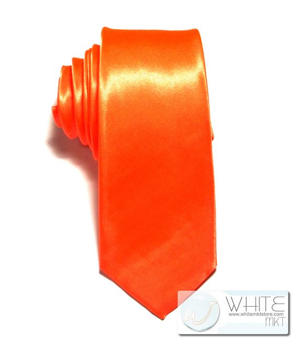 เนคไท ผ้ามันผิวเรียบ สีส้มสะท้อนแสง หน้ากว้าง 2 นิ้ว (NT061) by WhiteMKT รูปที่ 1
