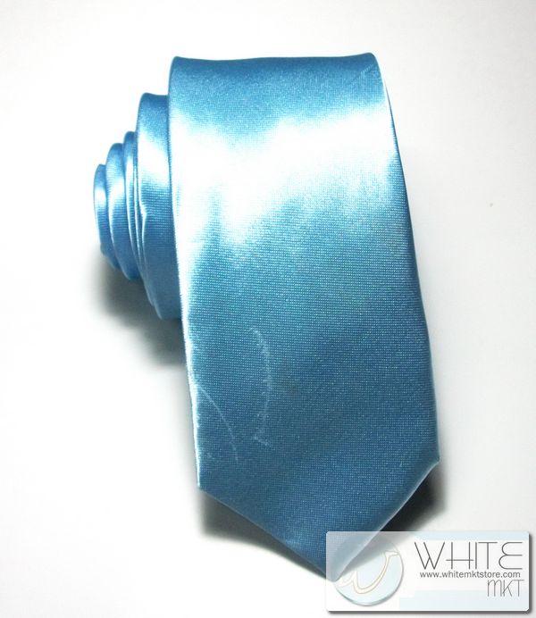 เนคไท ผ้ามันผิวเรียบ สีฟ้าอ่อน เบอร์30 หน้ากว้าง 2 นิ้ว (NT074) by WhiteMKT รูปที่ 1