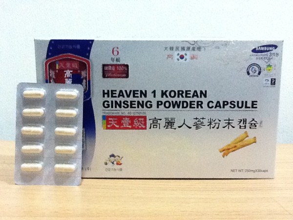 โสมเกาหลีบำรุงร่างกาย :HEAVEN 1 KOREAN GINSENG POWDER CAPSULE (PLATINUM)  รูปที่ 1