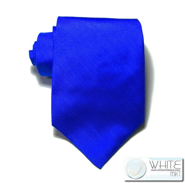 เนคไท สีน้ำเงิน ผ้าไหมเทียม เกรตพรีเมี่ยม หน้ากว้าง 3.5 นิ้ว (NT123) by WhiteMKT รูปที่ 1