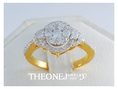 แหวนเพชรแท้ ดีไซน์ดอกไม้ สวมใส่เต็มหน้านิ้ว ตัวเรือนทองคำแท้ พร้อมใบรับประกัน