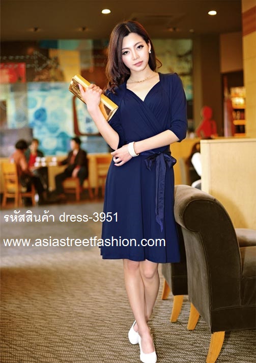 dress ชุดเดรสแฟชั่นใส่ทำงาน แขนกุด สีส้ม-ขาวครีม คอกลม ผ้าคอตตอน แต่งระบายรอบเอว น่ารักมากๆ จ้า Asia Street Fashion (พรีออเดอร์) รูปที่ 3