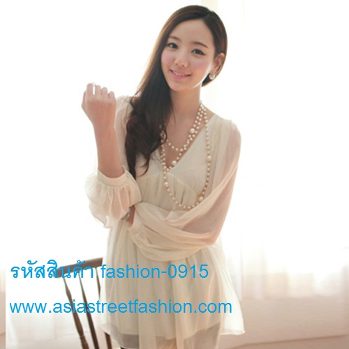 dress ชุดเดรสแฟชั่นใส่ทำงาน พื้นสีครีมลายดอกไม้ แต่งลูกไม้ กระโปรง 2 ชั้น สาวหวาน น่ารัก สามารถใส่ออกงานได้ Asia Street Fashion (พร้อมส่ง) รูปที่ 6