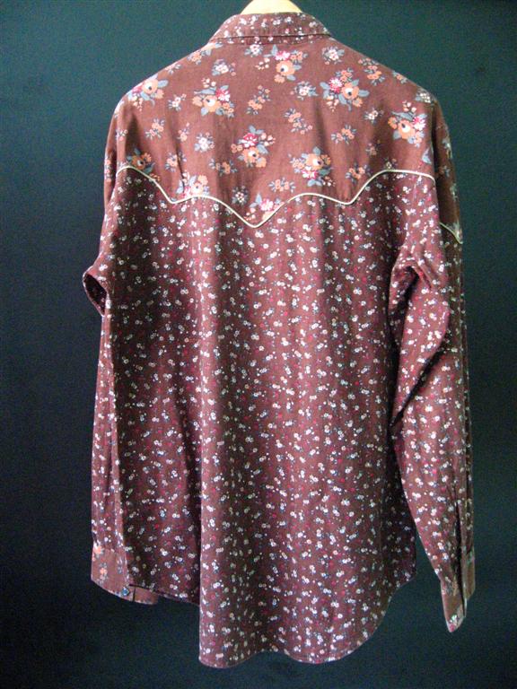 เสื้อCow Boyกระดุมมุกเหลี่ยม Vintageเก่าแท้ ผ้าลายดอก Size M รูปที่ 3