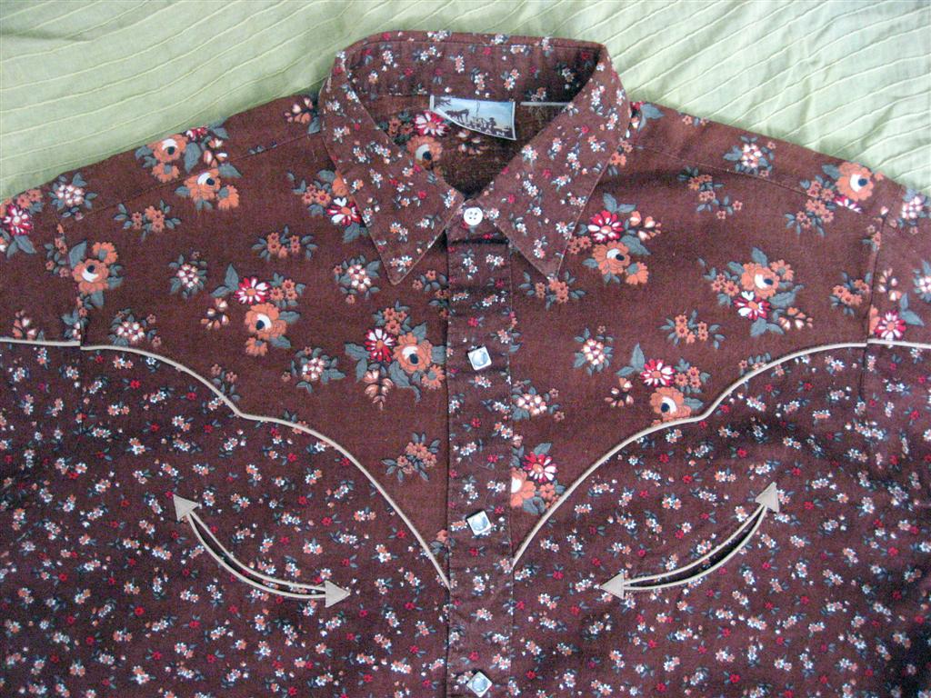 เสื้อCow Boyกระดุมมุกเหลี่ยม Vintageเก่าแท้ ผ้าลายดอก Size M รูปที่ 6