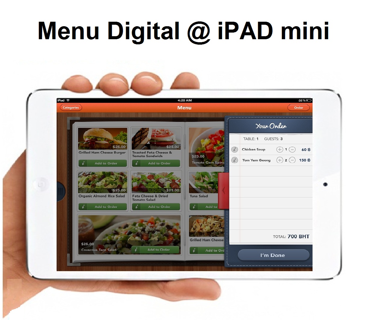 โปรแกรมร้านอาหารบน iPOD,iPAD และ อุปกรณ์คอมพิวเตอร์สำหรับร้านอาหาร รูปที่ 1