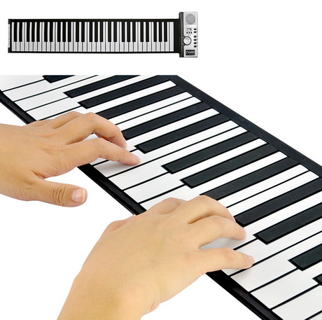 เปียโนไฟฟ้าพกพา (roll up piano) เปียโนขนาดเล็กแบบแผ่นม้วนพับเก็บได้ มาตรฐาน 61 คีย์ รูปที่ 1