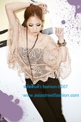 fashion เสื้อคลุมแฟชั่น ลายลูกไม้ น่ารัก ทรงผีเสื้อ สีเบจ ชิวๆ สวยมากๆ จ้า Asia Street Fashion (พร้อมส่ง) 