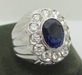 รูปย่อ แหวน พลอยสีน้ำเงิน ล้อมเพชร น้ำขาว เล่น ไฟดี สวยมาก งานเก่า นน. 11.45 g รูปที่2