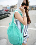 กระเป๋าเป้สะพาย แฟชั่นเกาหลี ผ้าคานวาสน้ำหนักเบาน่ารัก นำเข้า สีเขียว - พร้อมส่งBBB0981