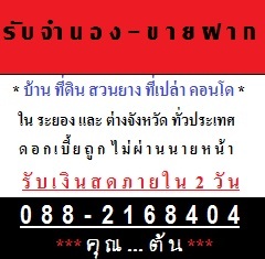 รับจำนอง ขายฝาก บ้านที่ดิน ดอกเบี้ยถูก 088-2168404 คุณต้น ระยอง รูปที่ 1