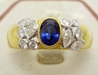 รูปย่อ แหวน ไพลิน สีน้ำเงิน เมืองกาญจนบุรี สวย ฝังเพชร งานเก่า นน. 4.01 g รูปที่1