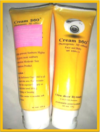 ครีม 360 องศา (ครีม สตาร์ 360) ครีมกันแดดที่ใช้ทาได้ทั้งผิวหน้าและผิวกาย SPF 100+++ รูปที่ 3