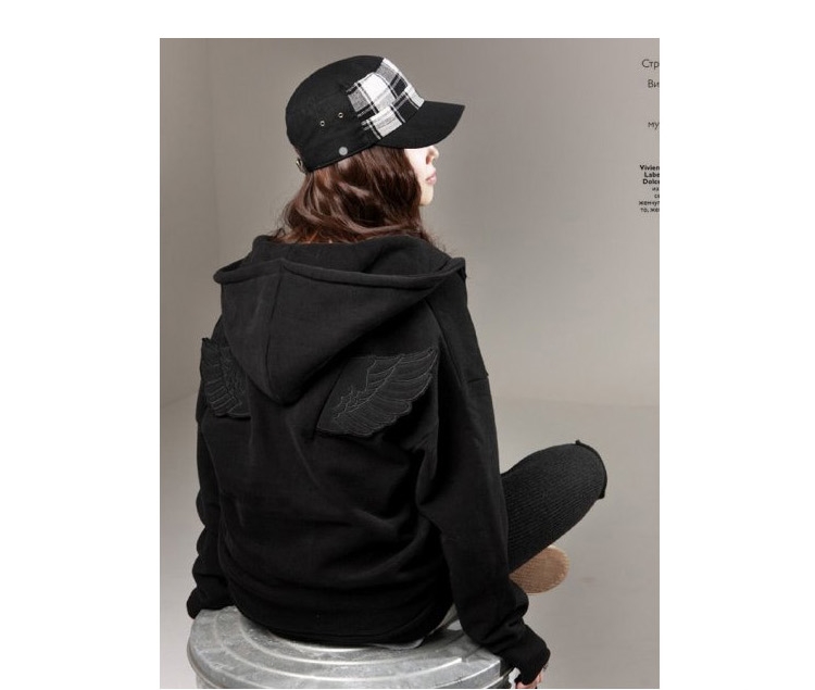 เสื้อกันหนาว ติดปีก สีดำ สินค้าขายดี พร้อมส่ง รูปที่ 3