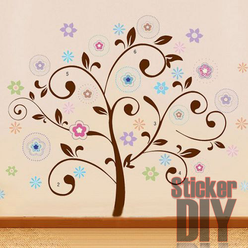 สติ๊กเกอร์ติดผนัง ต้นไม้กราฟฟิคคัลเลอร์ฟูล ** สติ๊กเกอร์ติดผนังStickerDIY.com ** รูปที่ 2