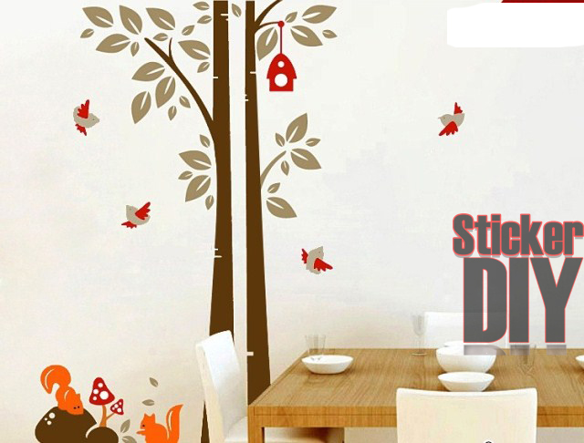 สติ๊กเกอร์ติดผนัง ใบไม้สีเทา** สติ๊กเกอร์ติดผนังStickerDIY.com ** รูปที่ 1