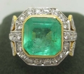 แหวน มรกต สีเขียวน้ำทะเล เจียรนัย ล้อมเพชร แบบงานสวย นน. 6.11 g