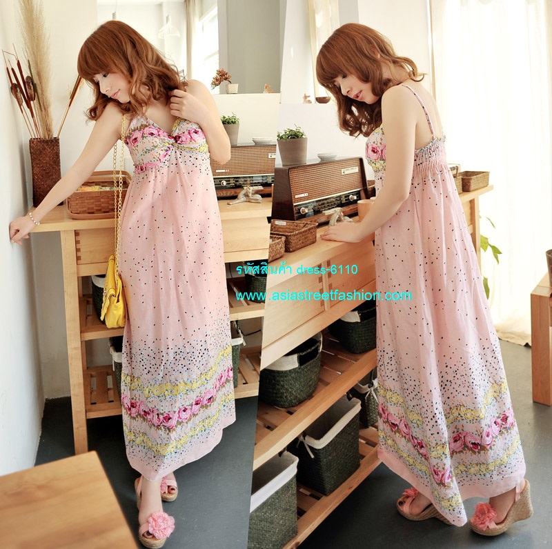 dress เดรสเกาะอกผ้าลูกไม้แต่งระบายที่อก ใส่ไปงานแต่งงาน กระโปรงผ้ายืดสีชมพูแต่งเงินวิบวับ ทับด้วยผ้ามุ้งชั้นนอก ใส่ออกงานสวยมากค่ะ Asia Street Fashion (พร้อมส่ง)  รูปที่ 3