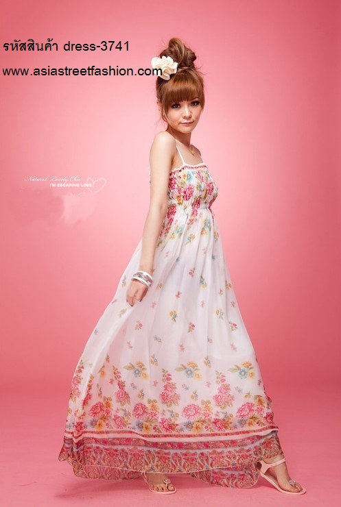 dress ชุดเดรสคอวี ใส่ออกงาน แขนกุด ผ้าชีฟอง + ผ้าซาติน สีบานเย็น น่ารัก ใส่ไปงานแต่ง สวยมากๆ แบบตามภาพ Asia Street Fashion (พร้อมส่ง)  รูปที่ 5