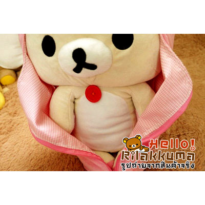 ขายตุ๊กตาหมีโคริในถุงนอนสีชมพู คุมะ โคริ ขนนุ่มนิ่ม น่ากอด รูปที่ 1