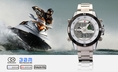 SH08 New SHARK LCD Digital Date Alarm Chronograph Quartz Steel Men Sport Watch Gift