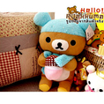 ตุ๊กตาหมีริลัคคุมะใส่หมวกและผ้าพันคอสีฟ้า น่ารัก จากญี่ปุ่น