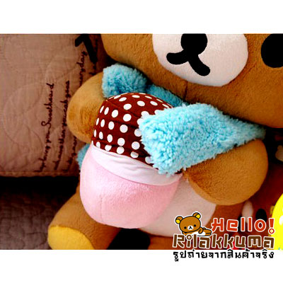 ตุ๊กตาหมีริลัคคุมะใส่หมวกและผ้าพันคอสีฟ้า น่ารัก จากญี่ปุ่น รูปที่ 4