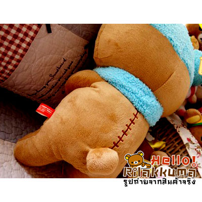 ตุ๊กตาหมีริลัคคุมะใส่หมวกและผ้าพันคอสีฟ้า น่ารัก จากญี่ปุ่น รูปที่ 5