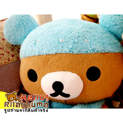 ตุ๊กตาหมีริลัคคุมะใส่หมวกและผ้าพันคอสีฟ้า น่ารัก จากญี่ปุ่น รูปที่ 7
